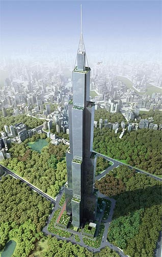 Sky City, planned for construction in Changsha, Hunan. Image source: BD&C