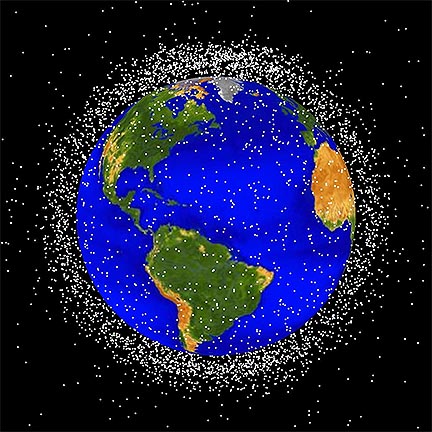 The final frontier of garbage. A depiction of debris in low Earth orbit by NASA