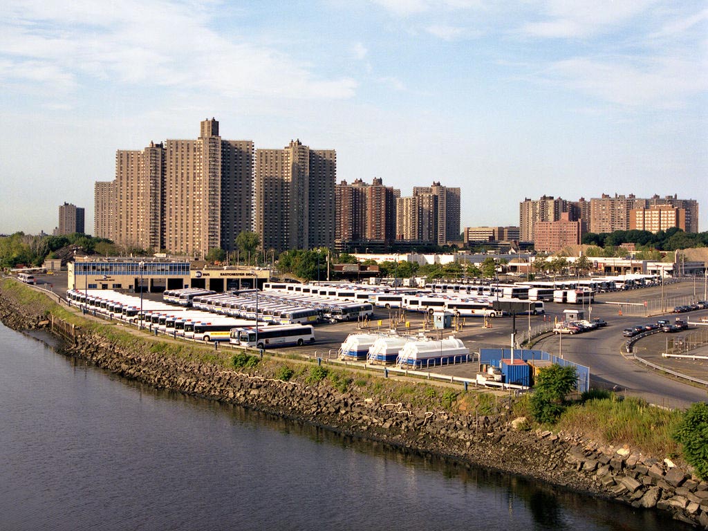 Bus depot adjacent to housing in the Bronx. Photo: Infinite Jeff/Flickr