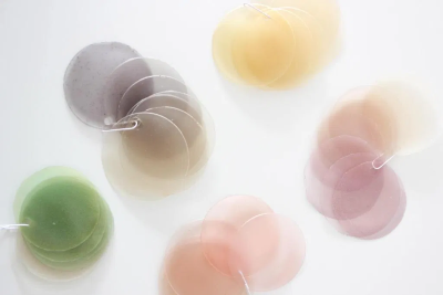 Cool translucent disks made from algae. 