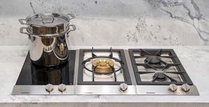 image of cooktop with both gas and induction burners